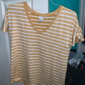 Yellow/white stripped top with ruffle sleeves